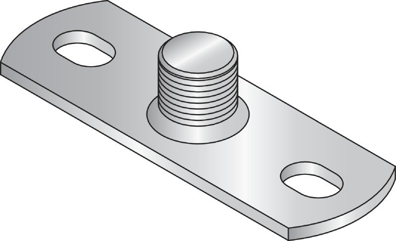 Piastra di base MGM 2 Piastra base zincata con filetto esterno per il fissaggio a collari e tubi filettati (sistema imperiale)