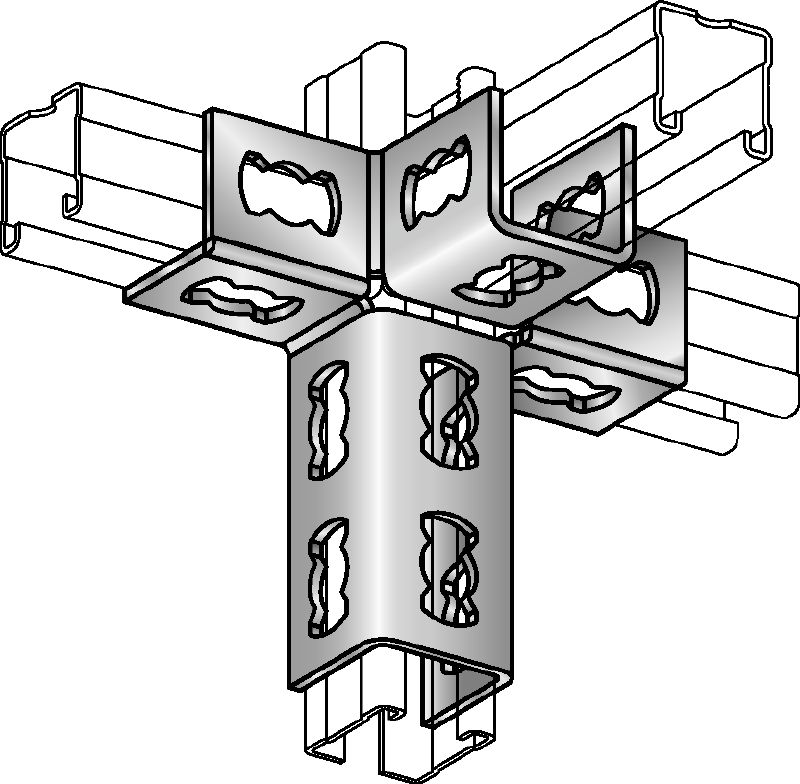 Collegamento angolare MQV-4/3 D Bullone di collegamento zincato per strutture tridimensionali