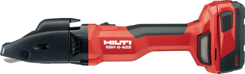 Cisailles de découpe doubles sans fil SSH 6-A22 Cisaille sans fil pour toutes les découpes rapides, droites ou courbes dans les tôles, les conduits spiralés et autres produits métalliques courants jusqu'à 2,5 mm d'épaisseur (calibre 12)
