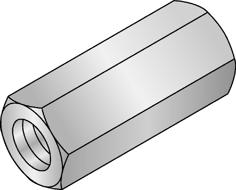 Écrou d'accouplement hexagonal Écrou d'accouplement hexagonal galvanisé pour l'extension de tiges filetées