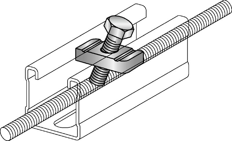 Contrefort de tige filetée MQS-RS Contrefort de tige filetée galvanisé préassemblé pour la fixation d'un rail entretoise à une tige filetée pour l'adaptation aux charges de compression