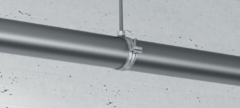 Collier de serrage pour charges lourdes MP-M-F Attache pour tubes galvanisée à chaud (GAC) standard sans garniture d'insonorisation pour les applications d'installation de tubes pour charges lourdes (métrique) Applications 1