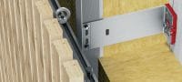 Binari di supporto MFT-MTS Binari di supporto per la prefabbricazione e il montaggio di pannelli verticali con rivestimento in legno su sottostrutture in alluminio per facciate ventilate Applicazioni 1