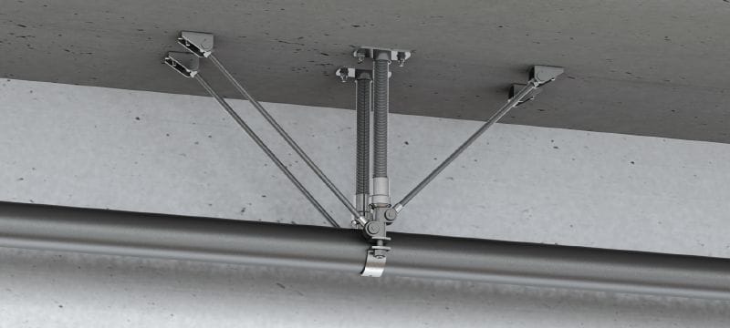 Point fixe universel MFP-ULD2-I (insonorisé) Point fixe double universel galvanisé, renforcé des deux côtés, avec insonorisation pour les applications légères jusqu'à 8 kN Applications 1