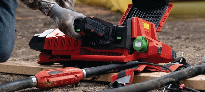 Frusta per vibratore per calcestruzzo NCV Frusta interna per vibratori per calcestruzzo da utilizzare con i vibratori per calcestruzzo a zaino alimentati a batteria Hilti NCV 10-22 (piattaforma batteria Nuron) Applicazioni 1