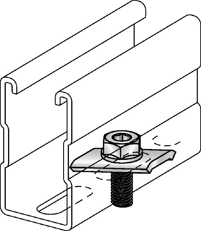 MC-S-M10 OC-A Vite di collegamento zincata a caldo per fissare i collegamenti alla faccia posteriore dei binari di installazione MC in ambienti esterni