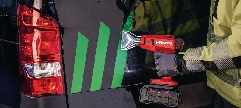 Pistola termica cordless NHG 6-22 Potente pistola termica cordless con riscaldamento rapido e flusso d'aria elevato per terminazioni di cavi, piegatura di tubi e termoretrazione (piattaforma della batteria Nuron) Applicazioni 1