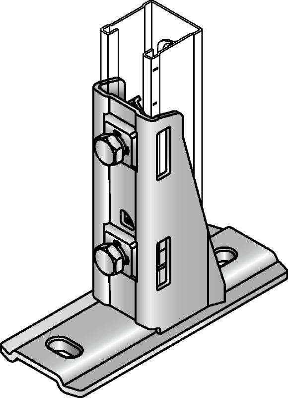 MM-R-16-36 Pied de rail galvanisé pour la fixation des rails MM dans divers matériaux support