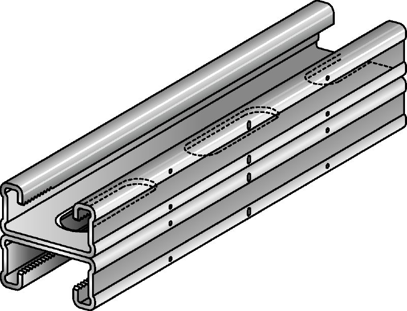 MQ-21 D-HDG plus Rail de supportage MQ double galvanisé à chaud (GAC plus) pour les applications pour charges moyennes