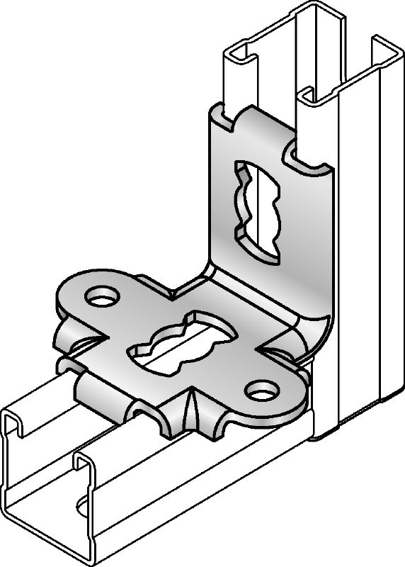 Équerre parasismique MQS-W Bouton d'assemblage de rails pour entretoise galvanisé à utiliser dans les trapèzes de rails MQ renforcés pour les applications parasismiques